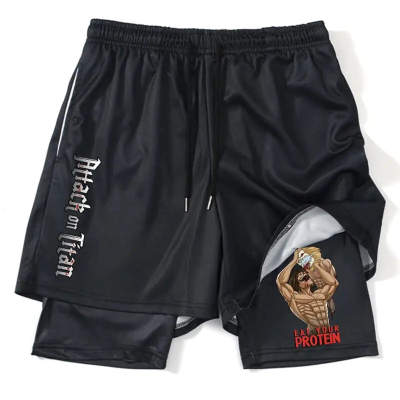 Pantalones cortos deportivos negros de anime