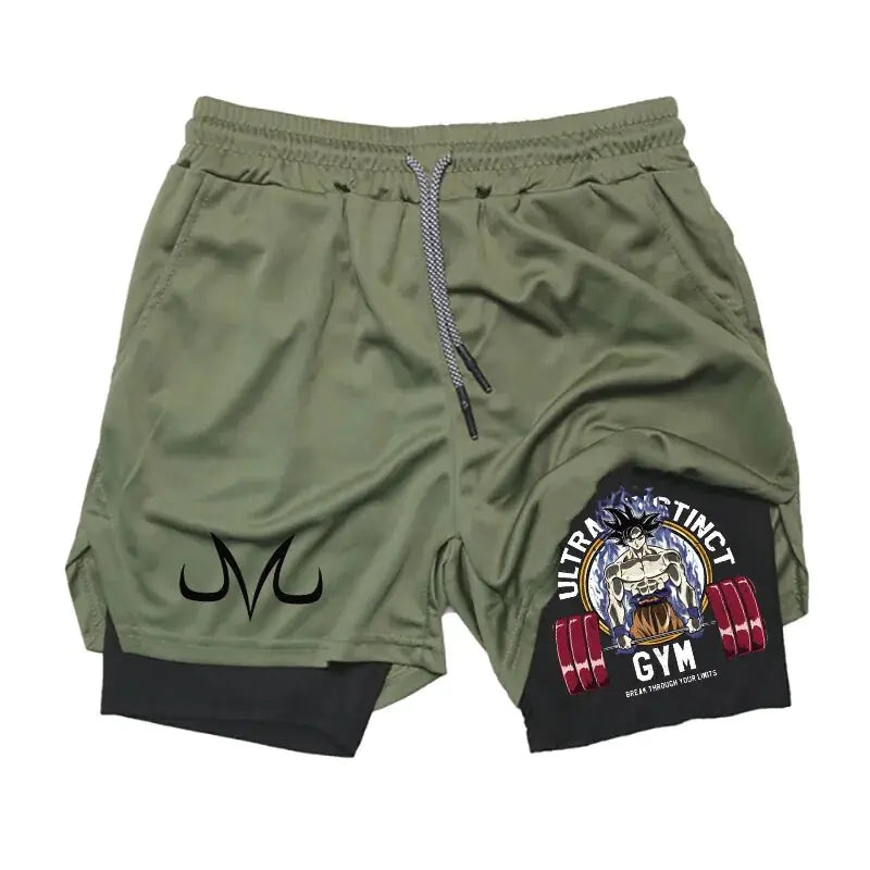 Pantalones cortos deportivos 2 en 1 de Anime para hombre