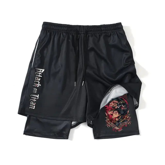 Pantalones cortos deportivos negros de anime