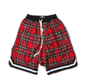Scottish Plaid Style Patchwork Athletic Shorts