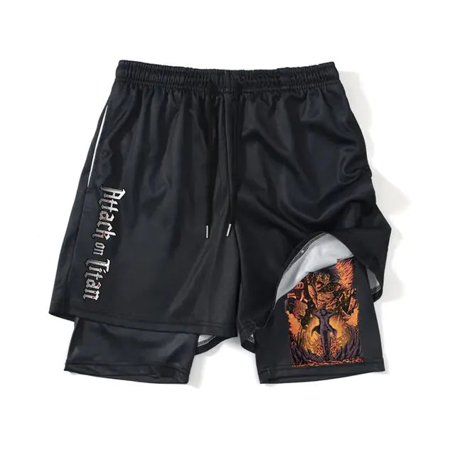 Pantalones cortos deportivos negros de anime