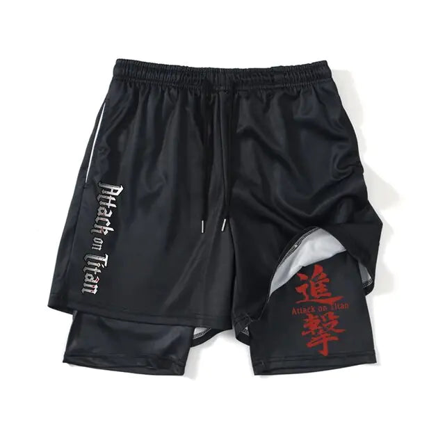 Pantalones cortos deportivos negros de anime