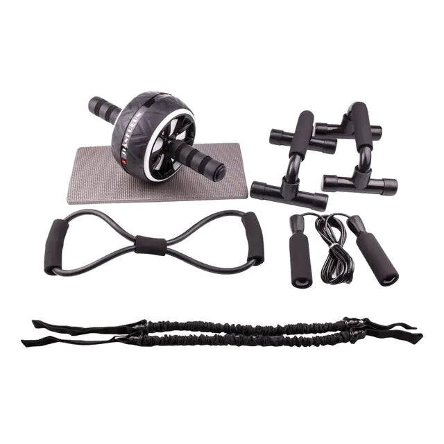 Flex Fit Abs Roller Wheel with Fitness Resistance Bands