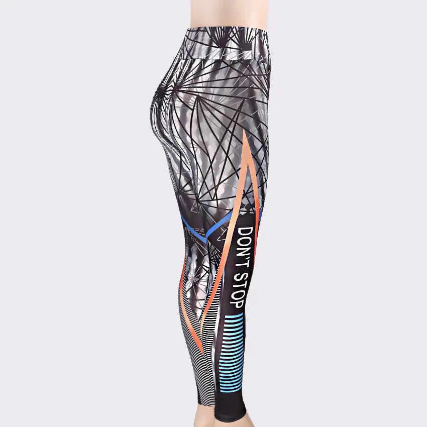 "Don't Stop Printed Yoga Pants - High Waist Leggings"