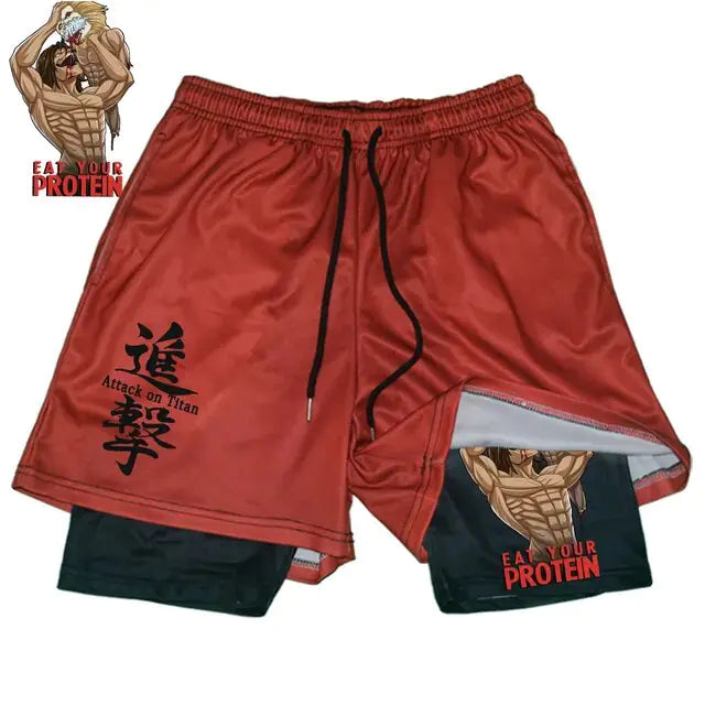 Pantalones cortos deportivos negros de anime
