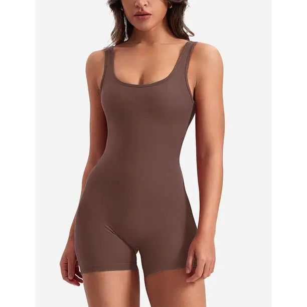 One Piece V Back Scrunch Butt Jumpsuit