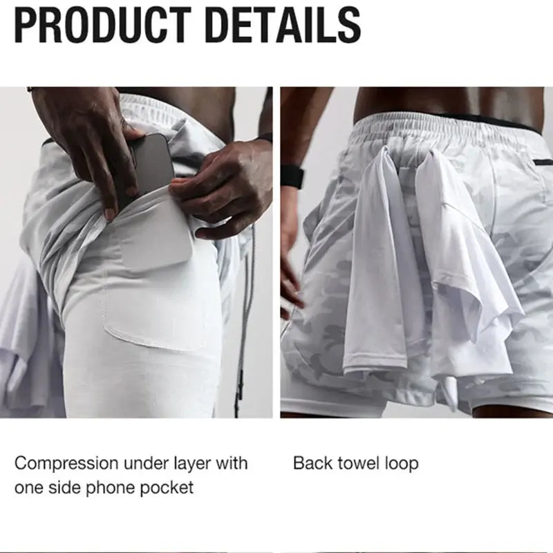 Pantalones cortos de running 2 en 1 para hombre