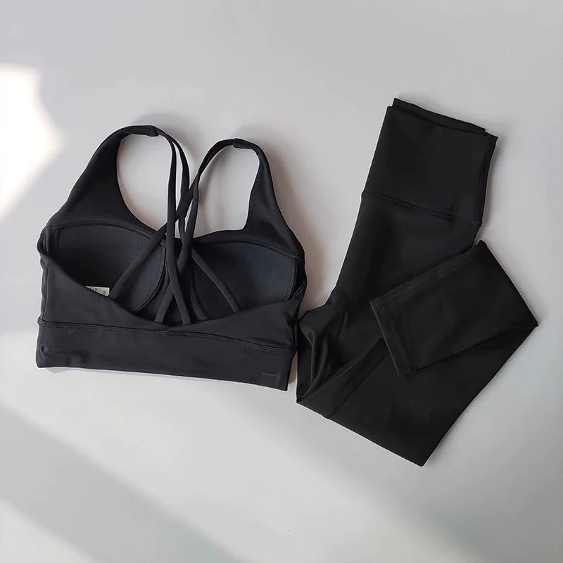 Premium Women's Yoga Set with Push-Up Sports Bra
