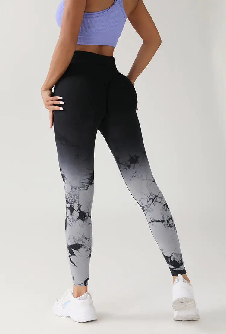 Gradient Tie-Dye Seamless Yoga Running Pants for Women