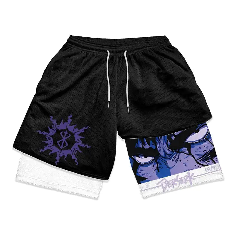 Pantalones cortos deportivos 2 en 1 Anime Berserk para hombre