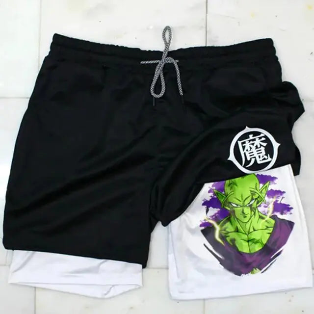 Pantalones cortos deportivos 2 en 1 de Anime para hombre