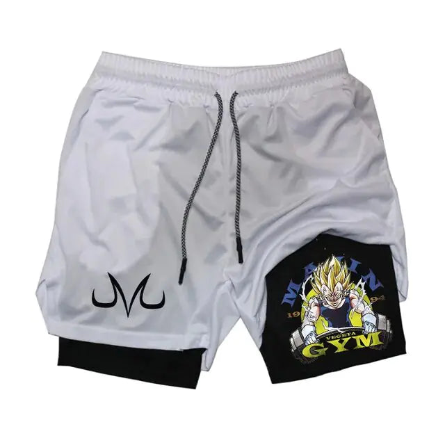 Pantalones cortos deportivos 2 en 1 de Anime para hombre
