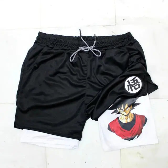 Pantalones cortos deportivos 2 en 1 de Anime para hombre