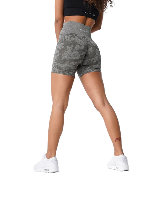 Pantalones cortos sin costuras de camuflaje para mujer