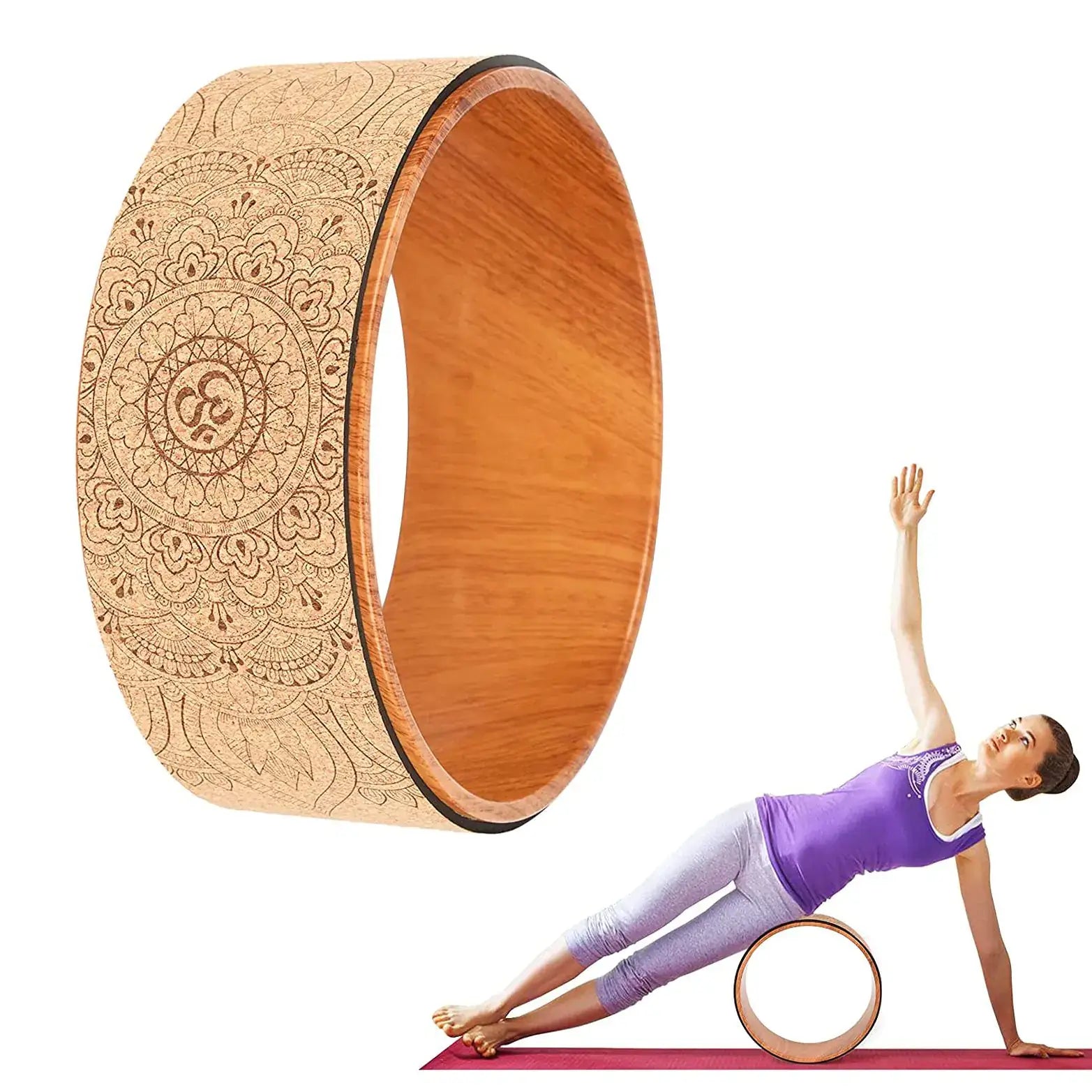 Rodillo de yoga con rueda trasera de corcho, entrenamiento y práctica de yoga