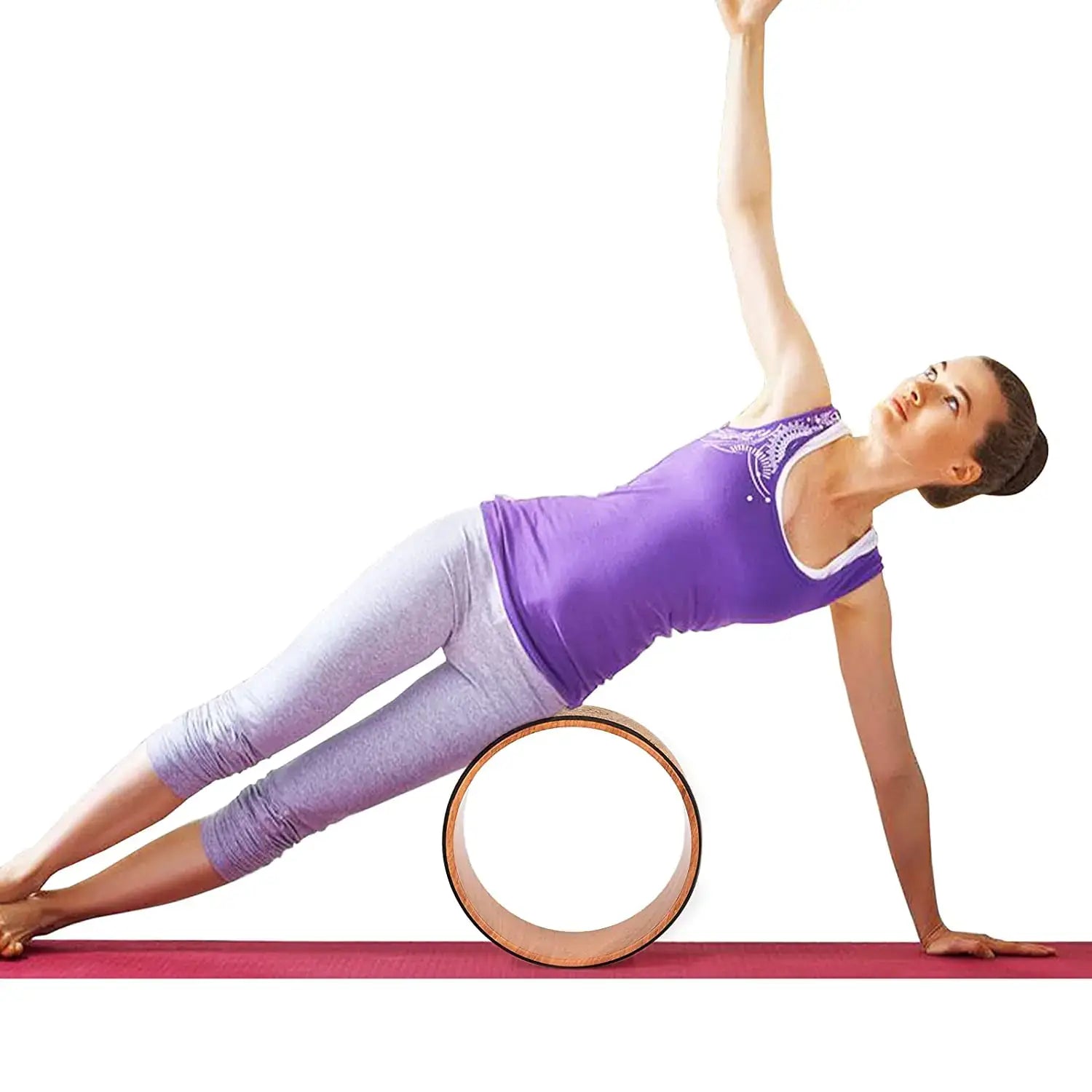 Rodillo de yoga con rueda trasera de corcho, entrenamiento y práctica de yoga