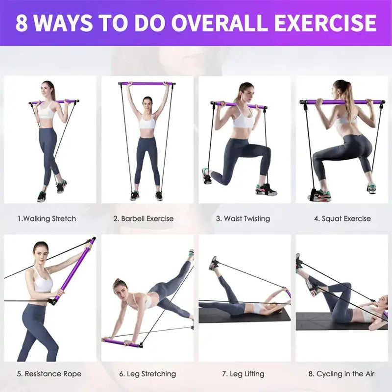 Illumino360 Fitness Yoga Pilates Bar Stick for Full Body Workout