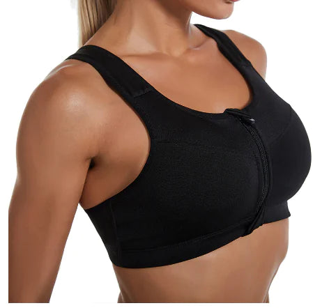 Women's Zip-Up Sports Bra for Running and Yoga