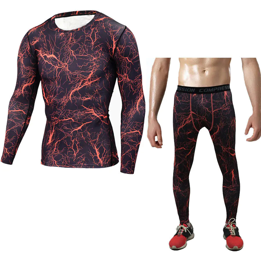 Men's Athletic Compression Set, Quick-Dry Long Sleeve & Pants