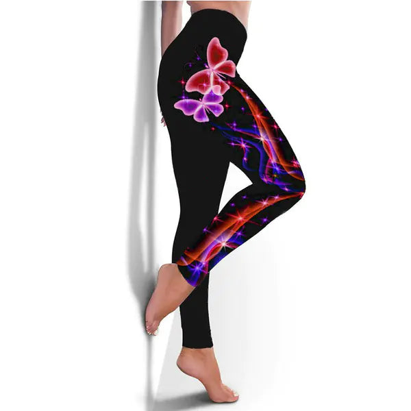 Butterfly Print Digital Sports Yoga Pants