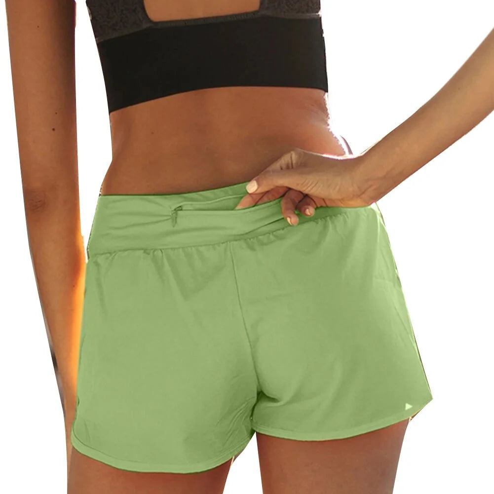 Illumino360 Women's High Waist Double Layer Running Shorts