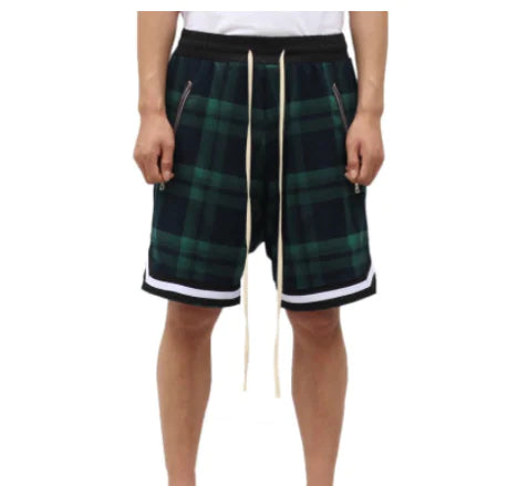 Scottish Plaid Style Patchwork Athletic Shorts