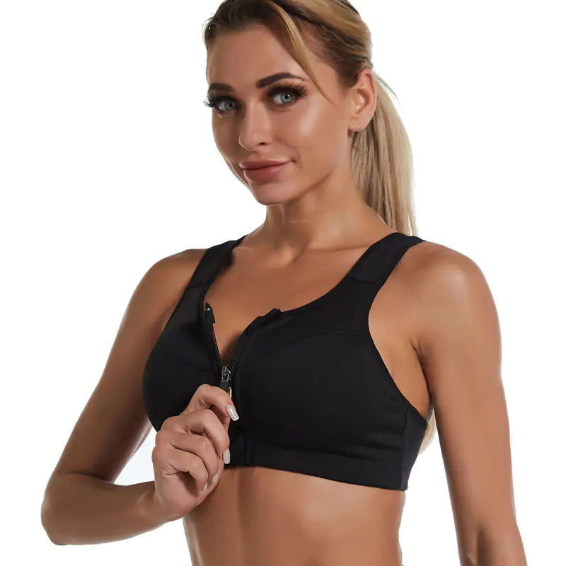 Women's Zip-Up Sports Bra for Running and Yoga