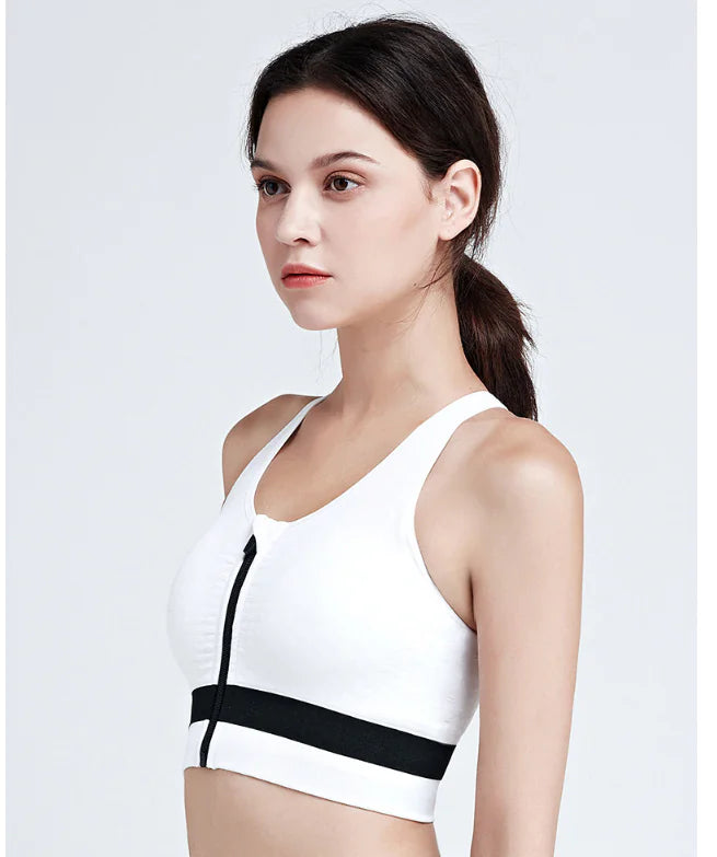 Women's Sports Bra with Front Zipper and Supportive Fit