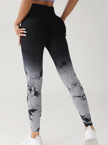 Gradient Tie-Dye Seamless Yoga Running Pants for Women