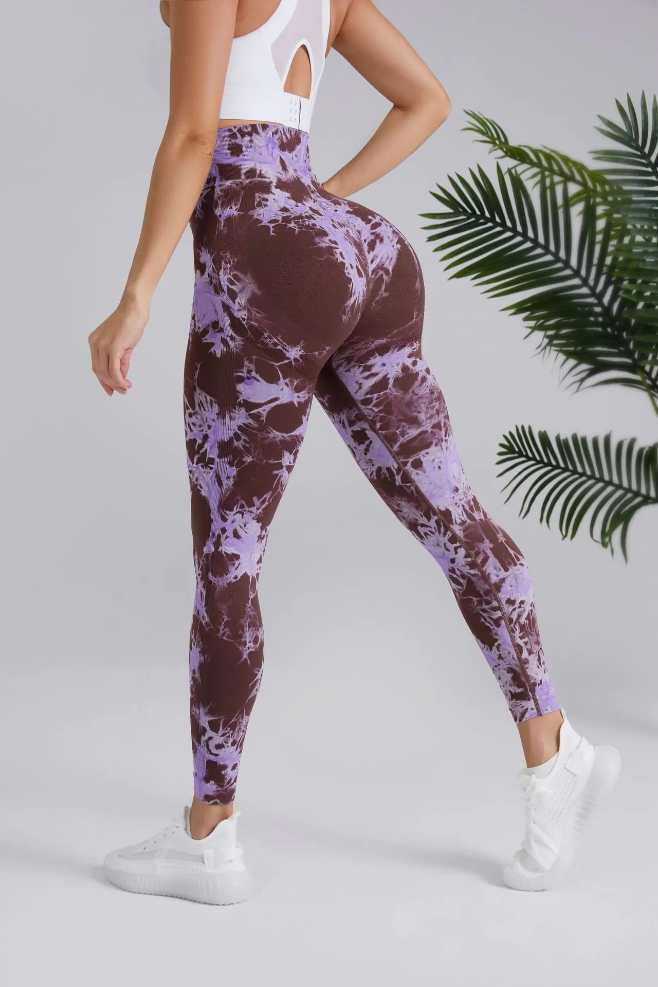 Two-Color Tie-Dye High Waist Fitness Running Pants