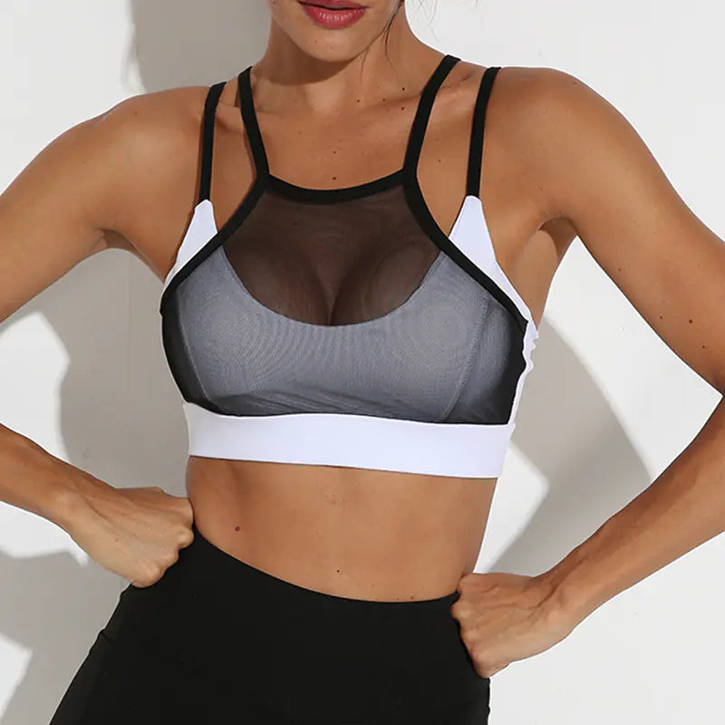Popular Gray Mesh Sports Bra and Yoga Tank Top