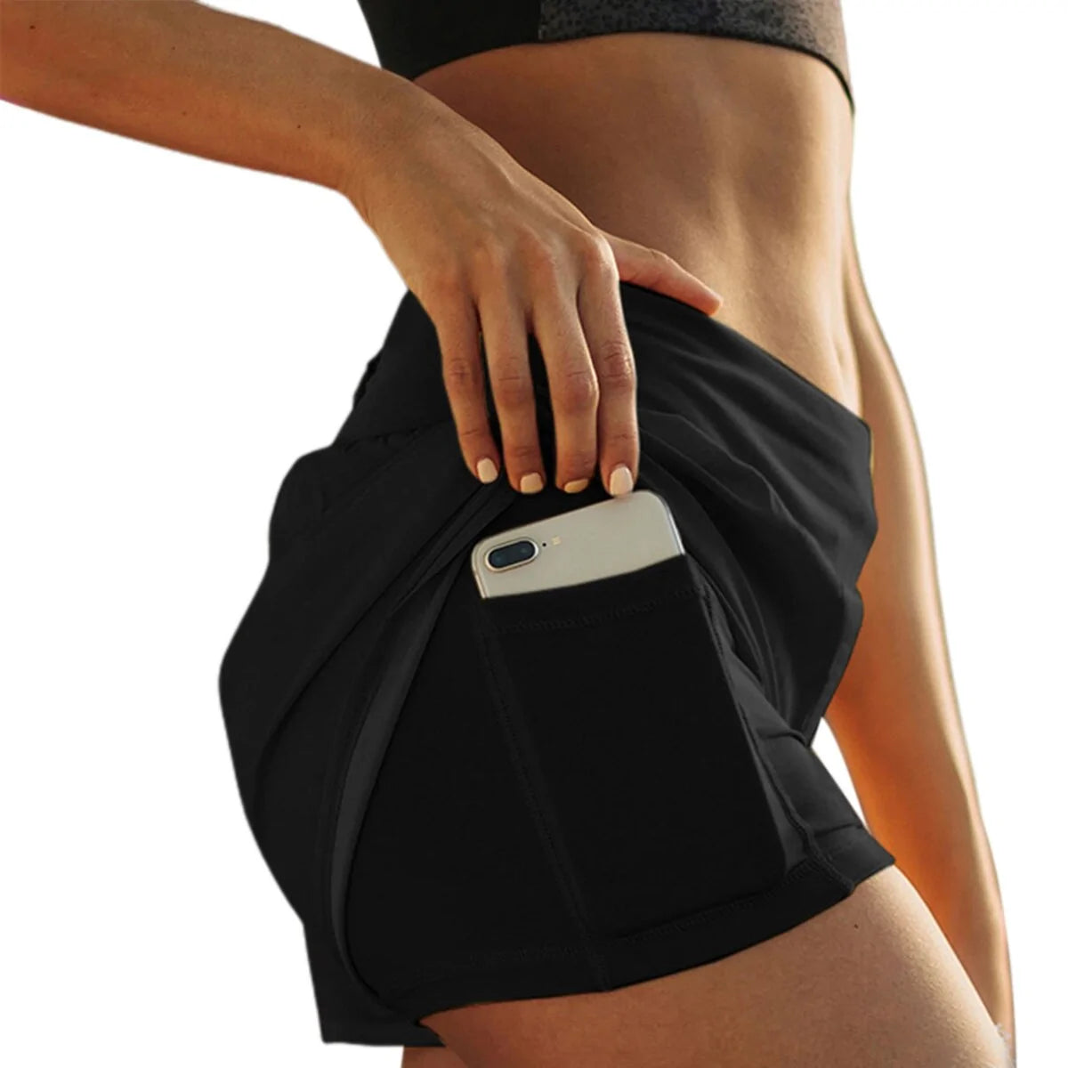 Illumino360 Women's High Waist Double Layer Running Shorts