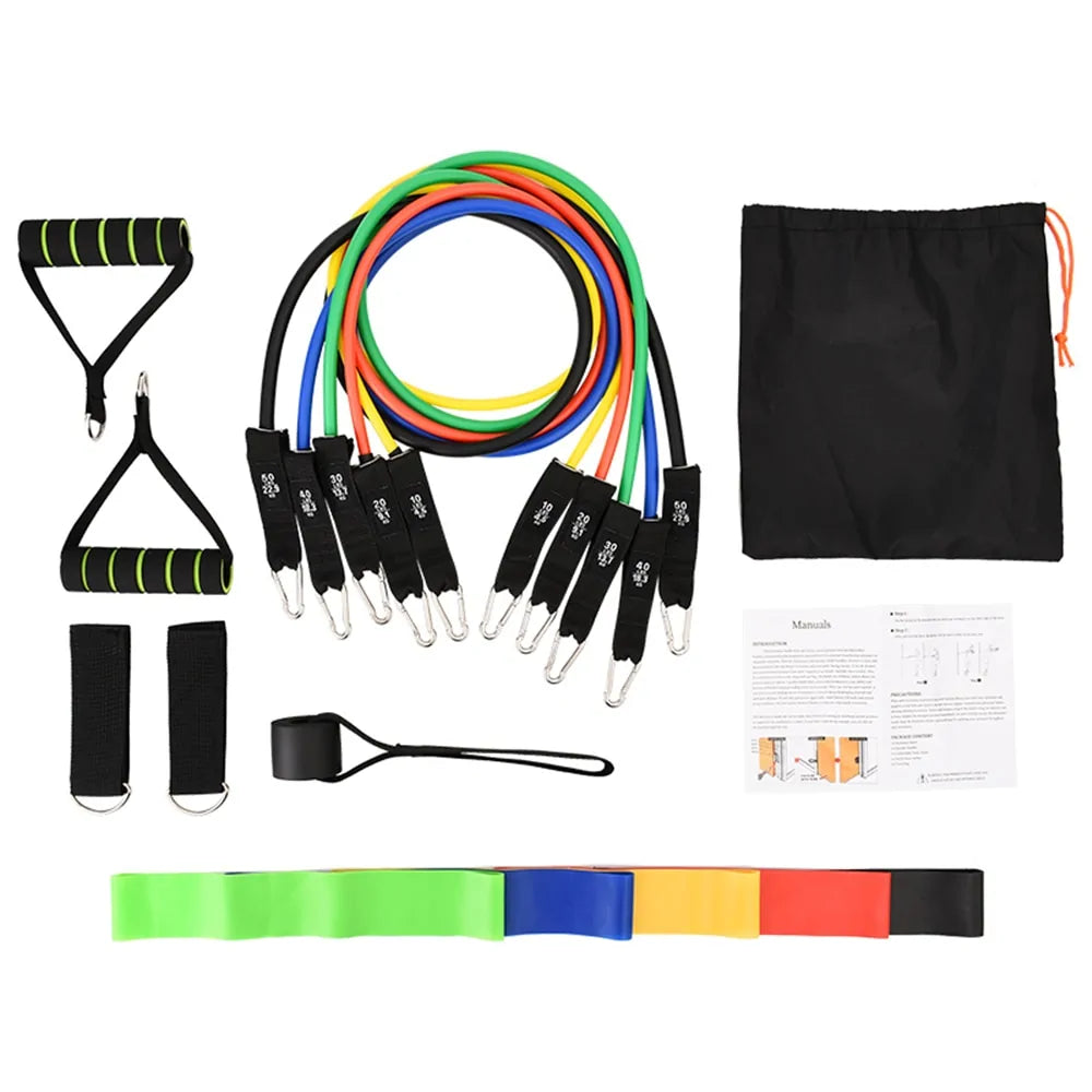 17-Piece Latex Resistance Bands Set