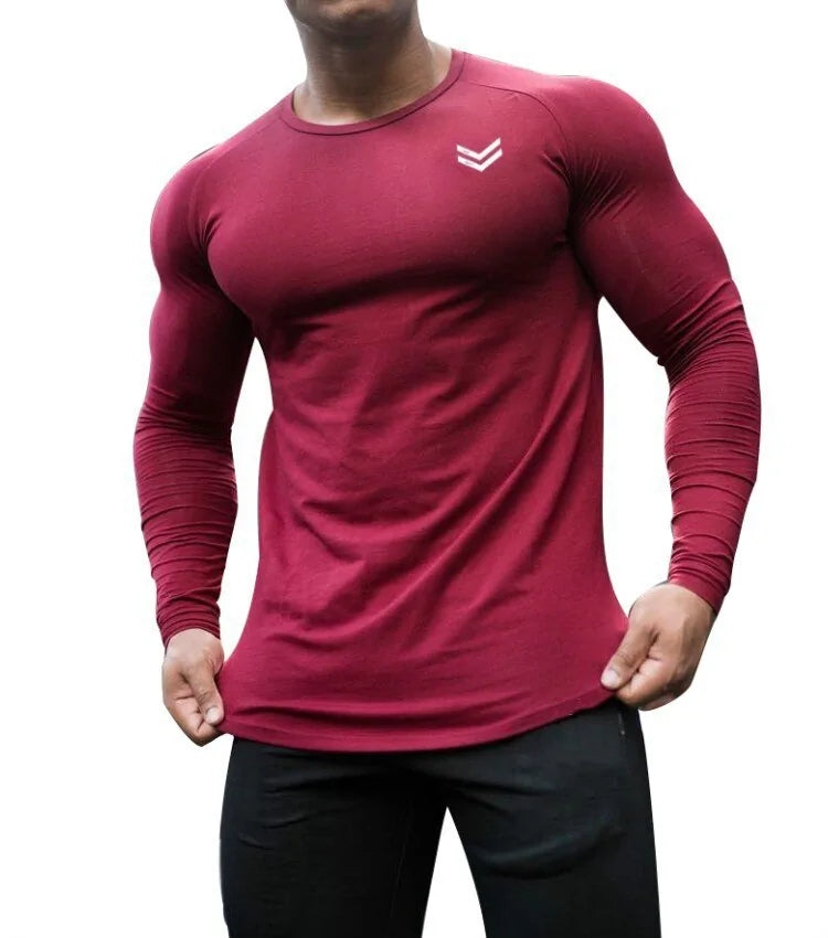 Illumino360 Men's Solid Color Long Sleeve Cotton Activewear