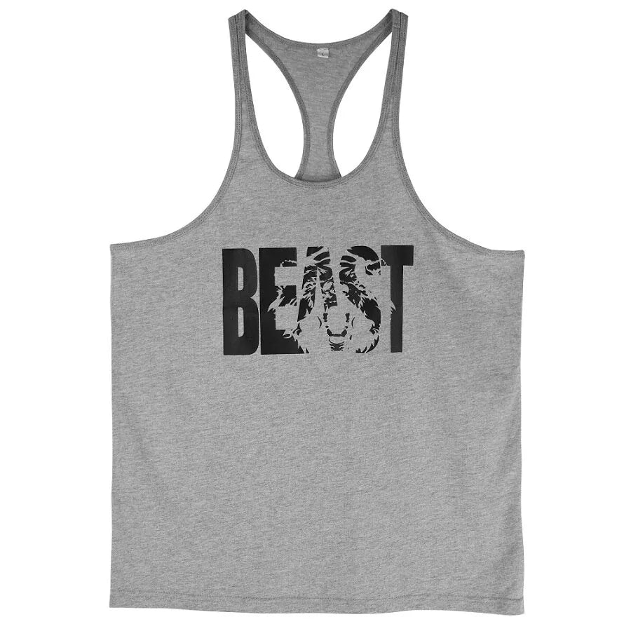 Men's Gym Workout Beast Printed Tank Tops