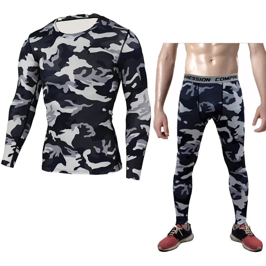 Men's Athletic Compression Set, Quick-Dry Long Sleeve & Pants