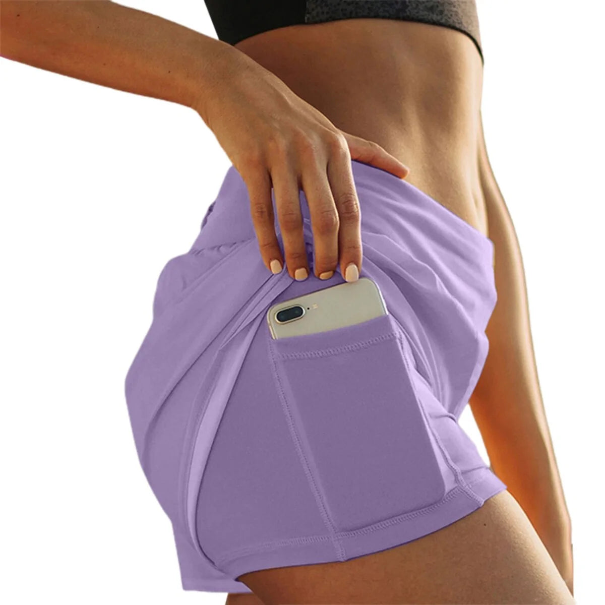 Illumino360 Women's High Waist Double Layer Running Shorts