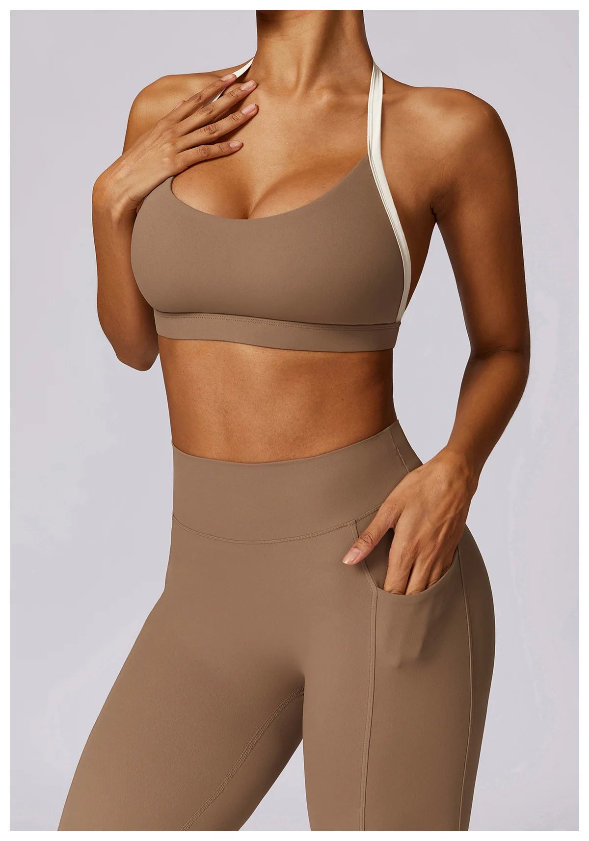 Illumino360Fitness 2Pcs Gym Set Women Workout Backless Yoga Suit