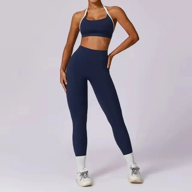 Illumino360Fitness 2Pcs Gym Set Women Workout Backless Yoga Suit