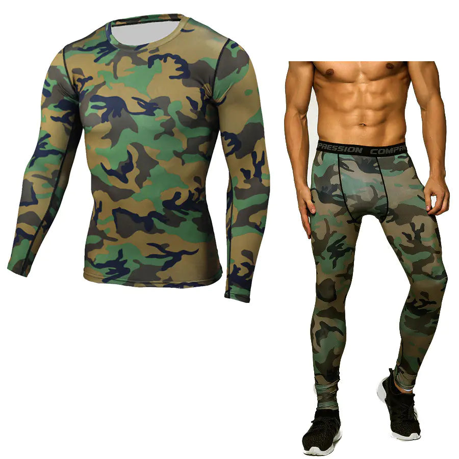 Men's Athletic Compression Set, Quick-Dry Long Sleeve & Pants