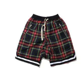 Scottish Plaid Style Patchwork Athletic Shorts