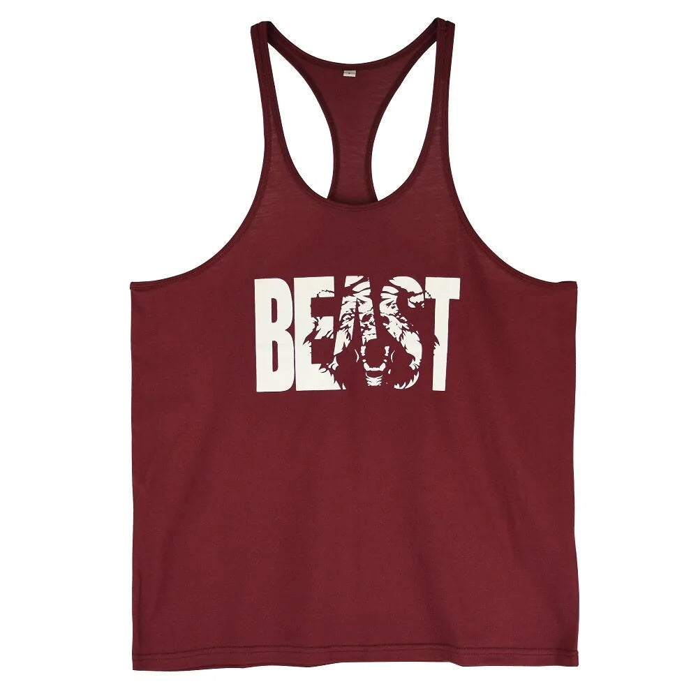 Men's Gym Workout Beast Printed Tank Tops