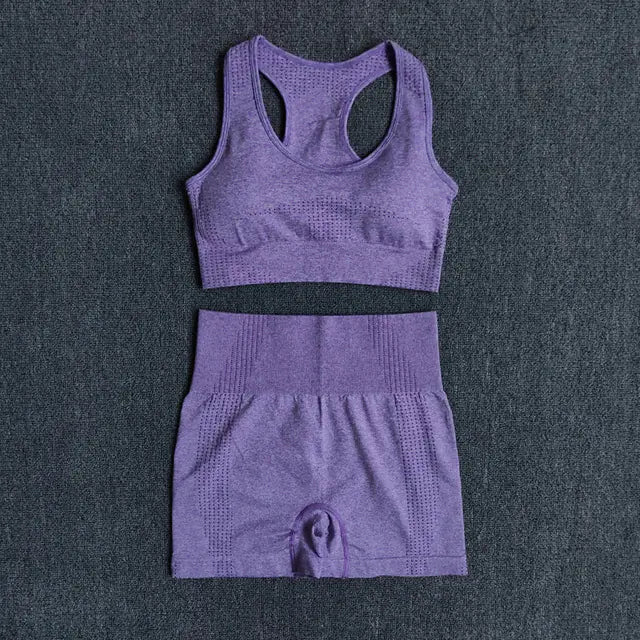 Seamless Women's Yoga Set with Sports Bra and Shorts