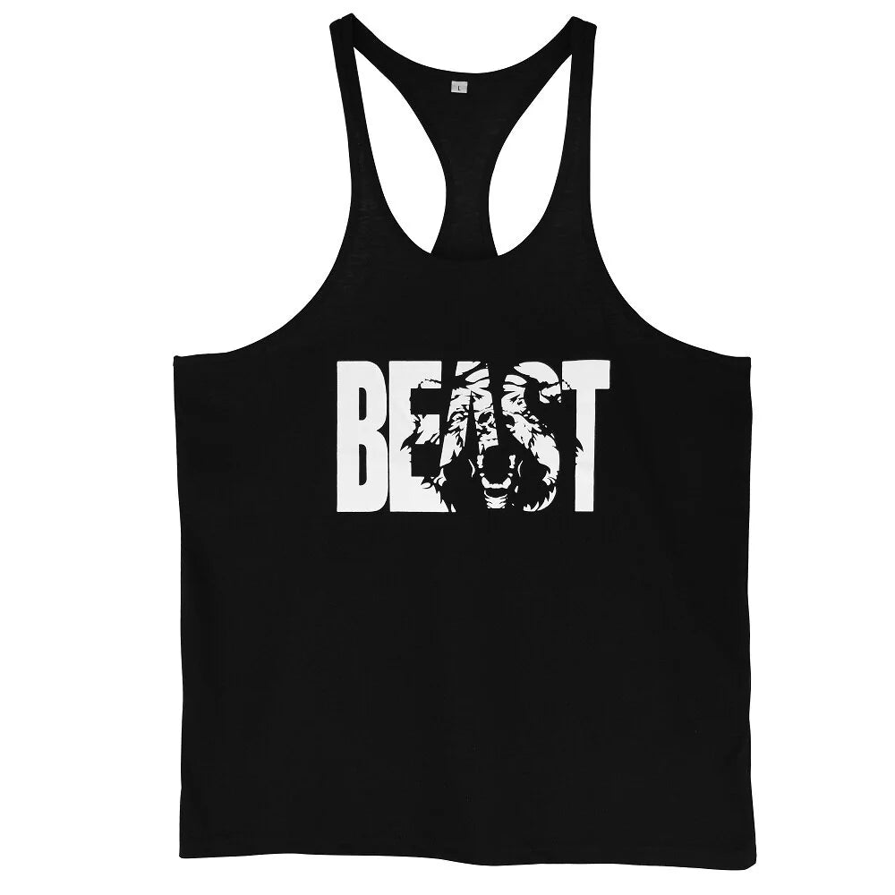 Men's Gym Workout Beast Printed Tank Tops