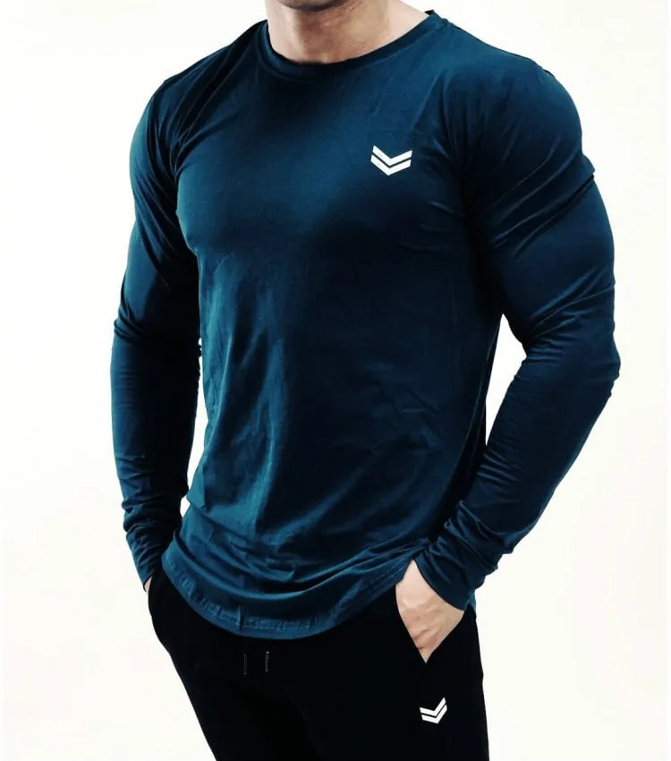 Illumino360 Men's Solid Color Long Sleeve Cotton Activewear