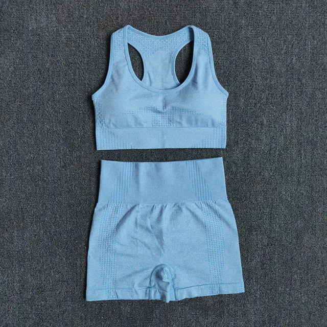 Seamless Women's Yoga Set with Sports Bra and Shorts