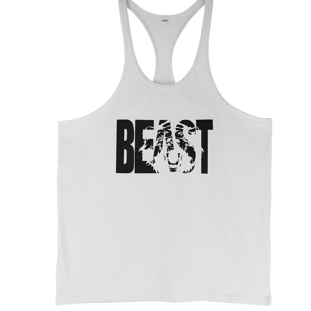 Men's Gym Workout Beast Printed Tank Tops