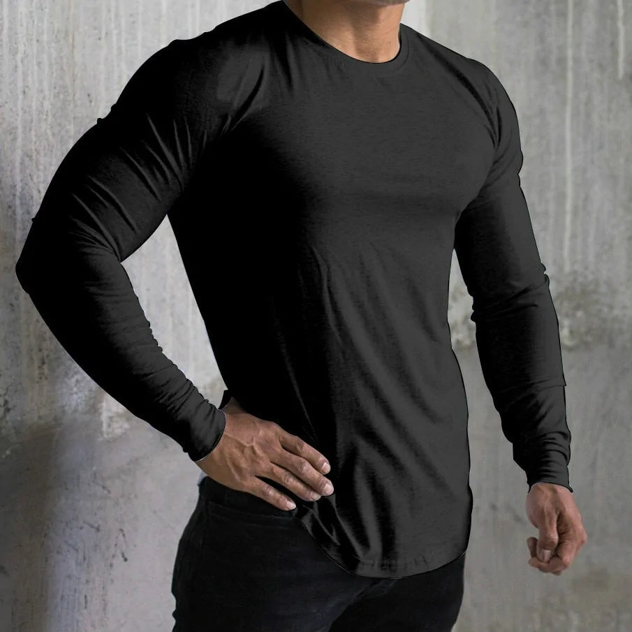 Illumino360 Men's Solid Color Long Sleeve Cotton Activewear