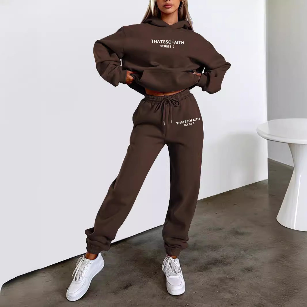 Illumino360Fitness Women's Gym Letter Printed Hoodie pants Suit