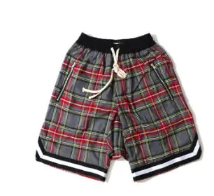 Scottish Plaid Style Patchwork Athletic Shorts